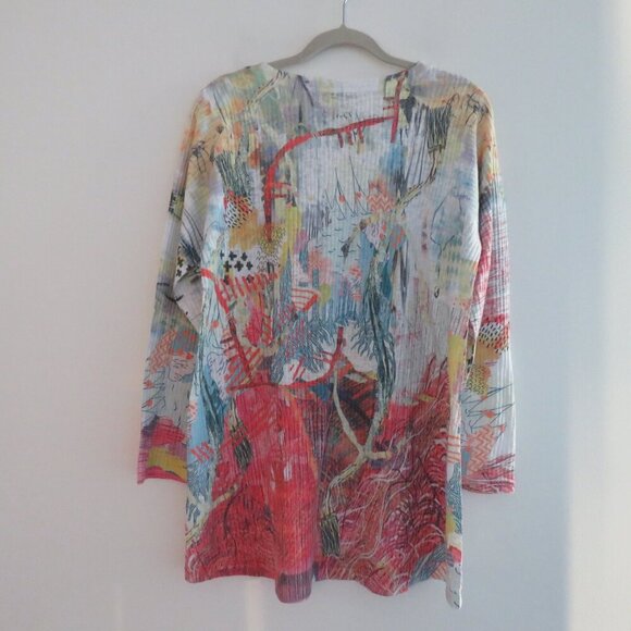 INOAH Artsy Abstract Art To Wear Watercolor Tunic Top Lagenlook Coastal - Size L - Picture 12 of 15